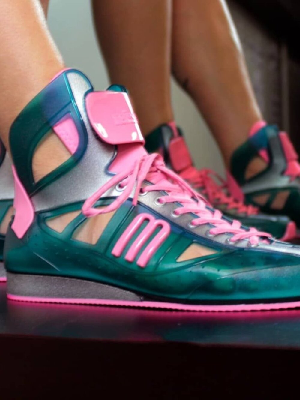 Melissa Speed Limited Release High Top Sneaker Teal Pink Jelly Y2K Women's Sz 7